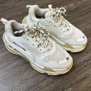 Balenciaga White and Tan Sneakers